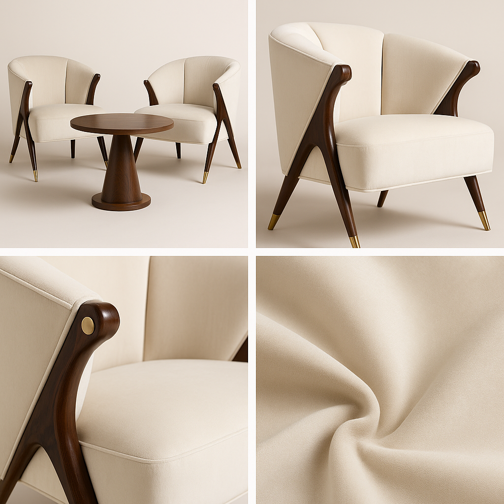 Premium Modern Accent Chair Set (2 Chairs + Coffee Table) - Image 3